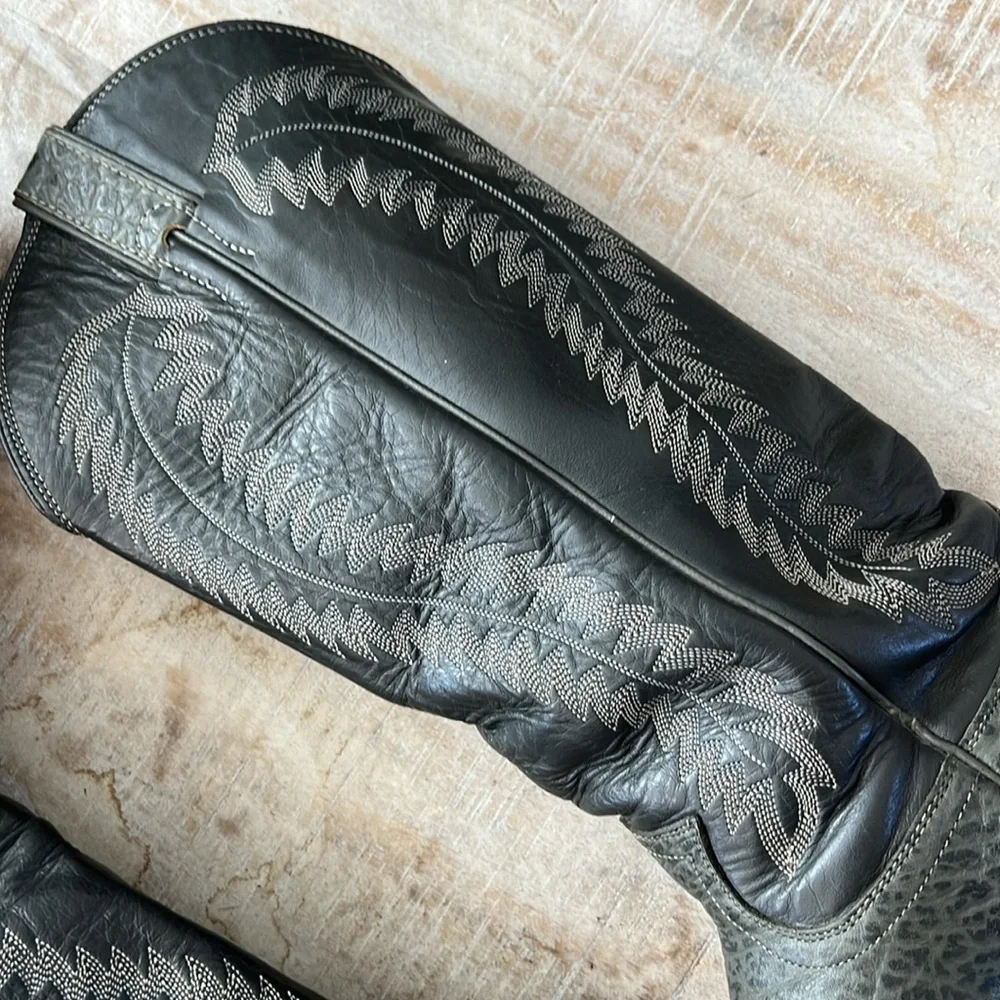 Justin Menās Western Cowboy Boots {Grey Bullhide} 9.5D - Picture 9 of 12